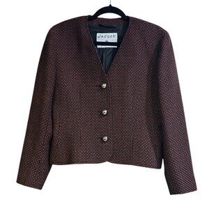 Vintage Jaeger Red Wool Cropped Blazer Tweed Sz 12 80s Corpcore Structured 90s